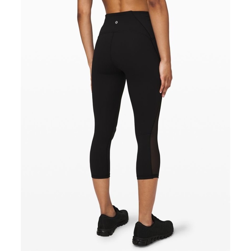Lululemon Train Times High-Rise Crop Black Mesh Leggings Size 4